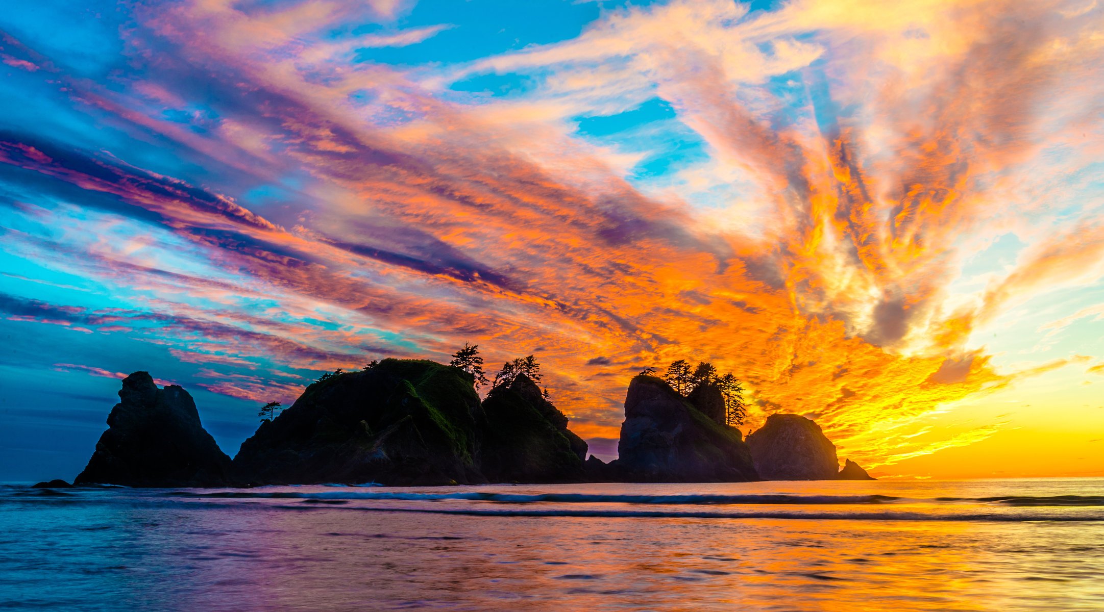 island sundawn clouds sea nature colorful