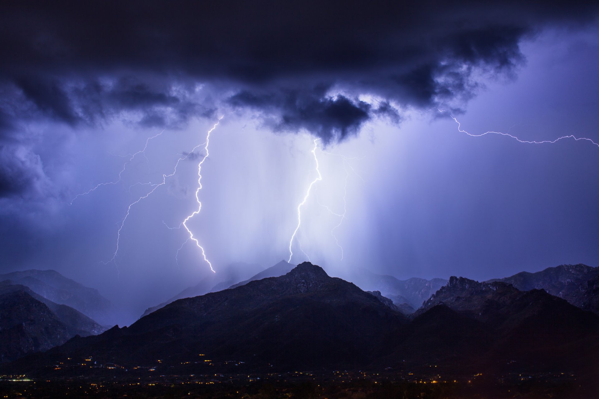 united states arizona tucson town night lighting mountain the storm lightning blue sky cloud