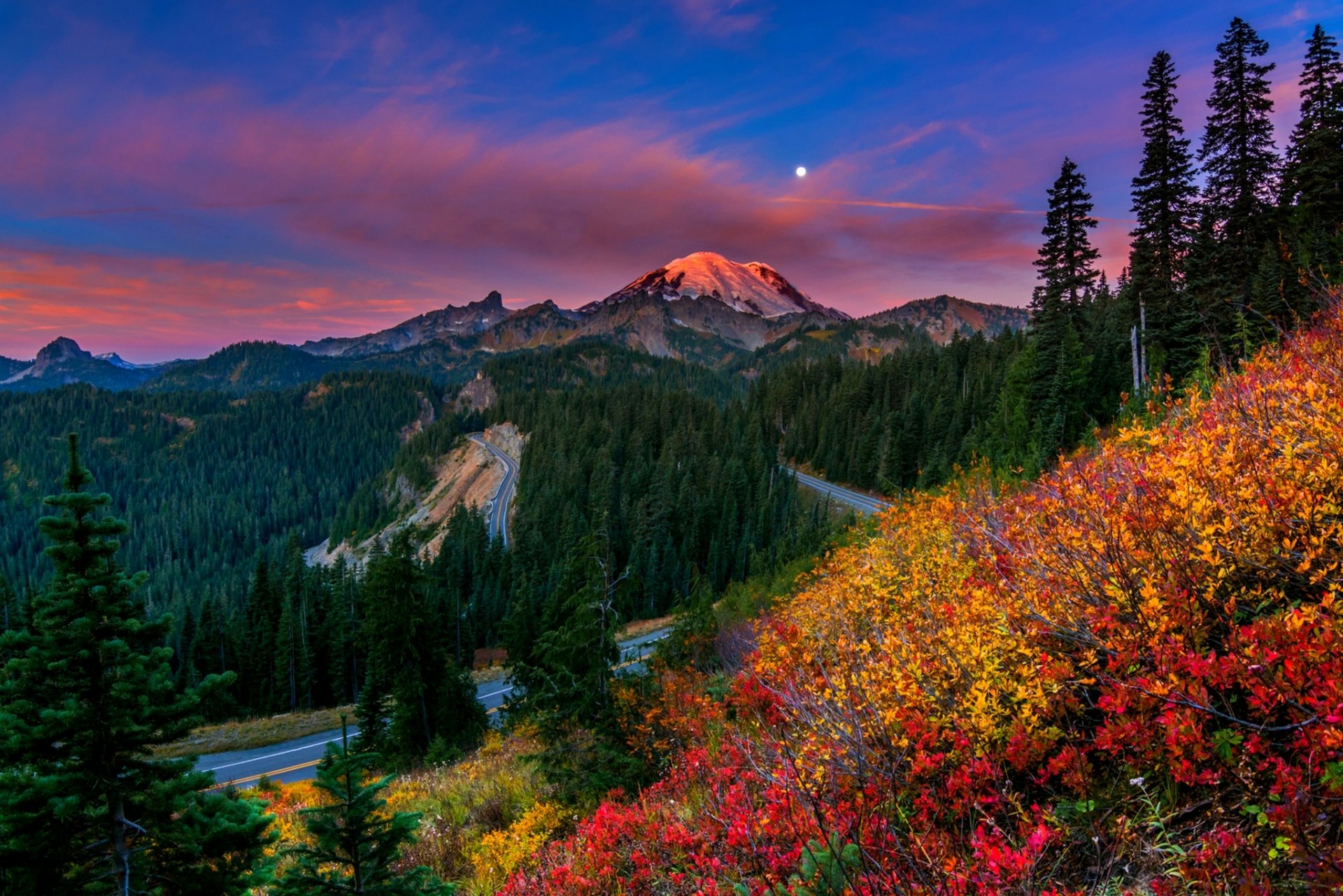 natura tramonto montagne cielo nuvole foresta parco alberi colori fiori passeggiata nuvole erba