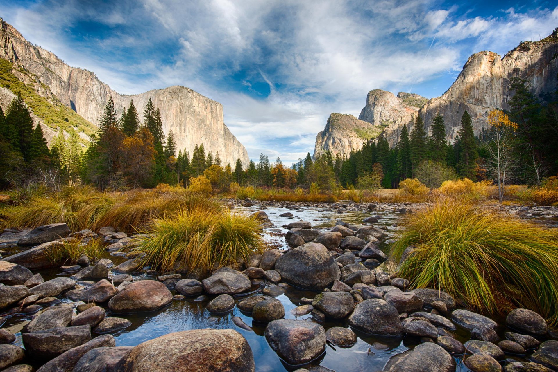 yosemite national park waterfall valley tunnel landscape mountains park forest river