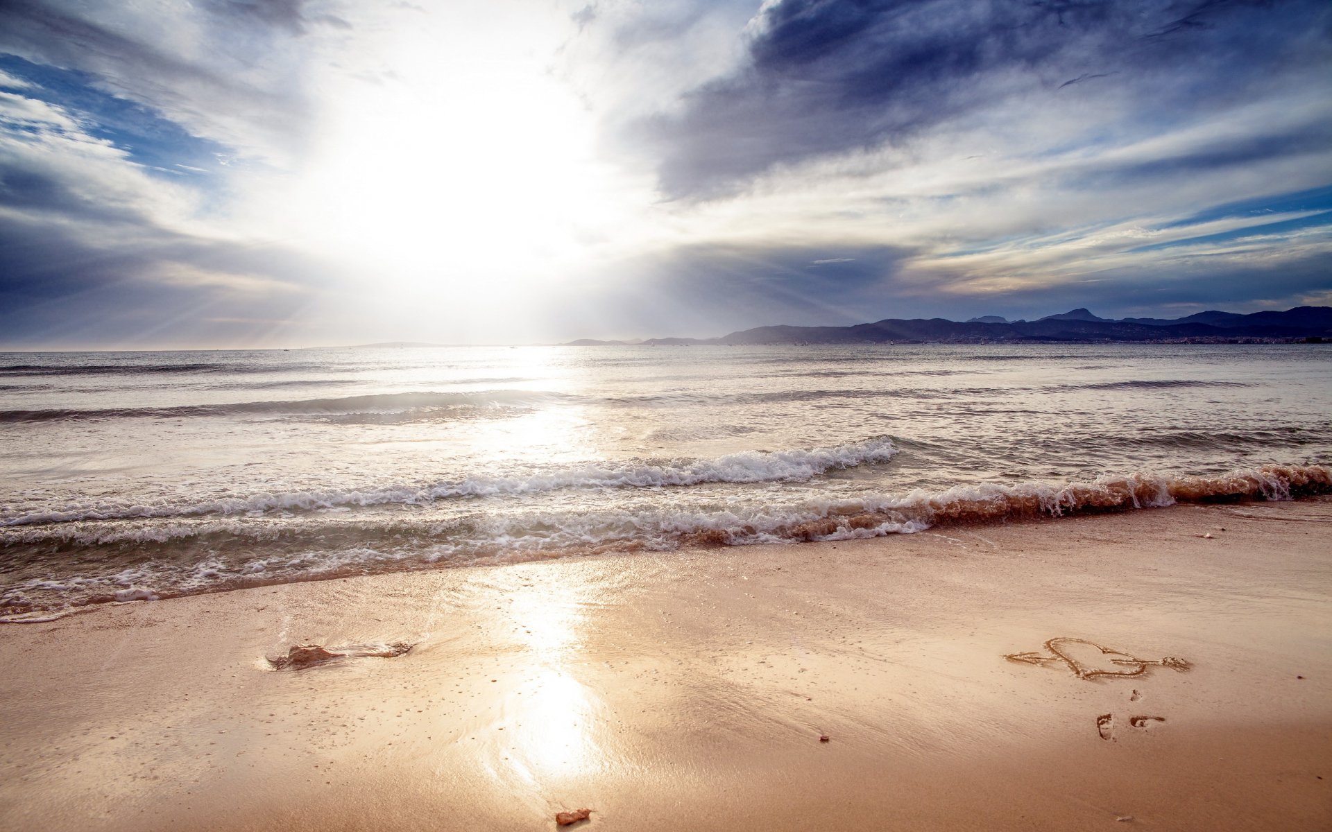 mattina mare spiaggia cuore paesaggio