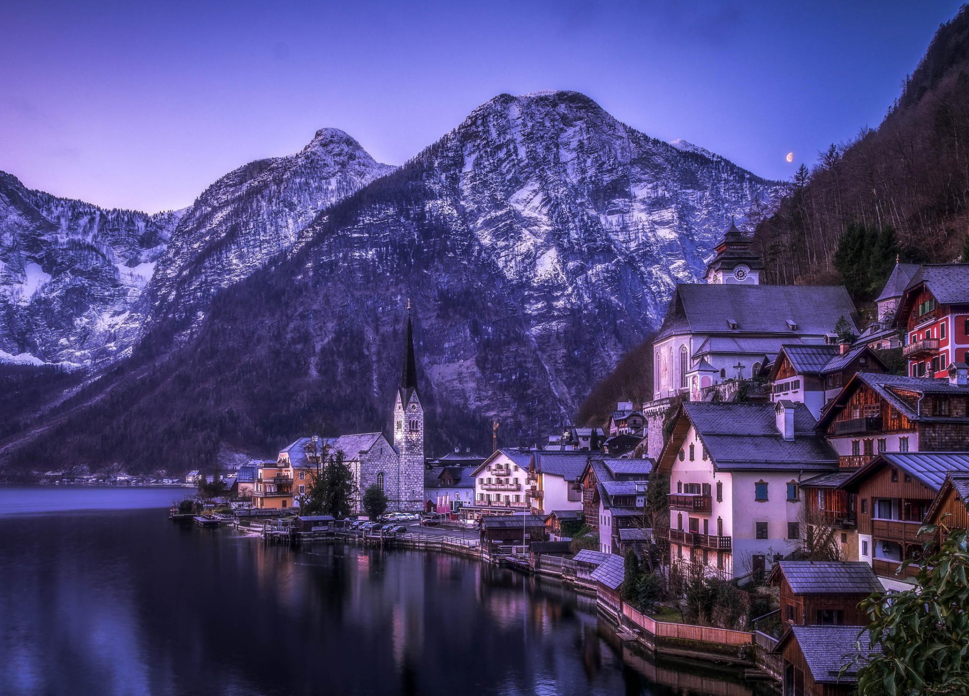 mountain lake house winter forest nature hallstatt austria commune unesco monument alp