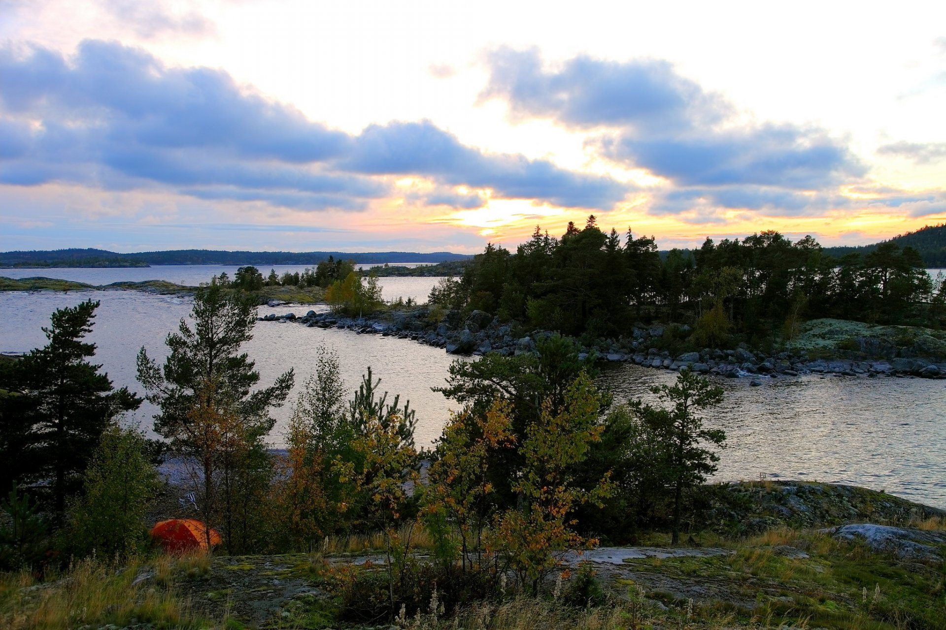 landscape river russia karelia nature