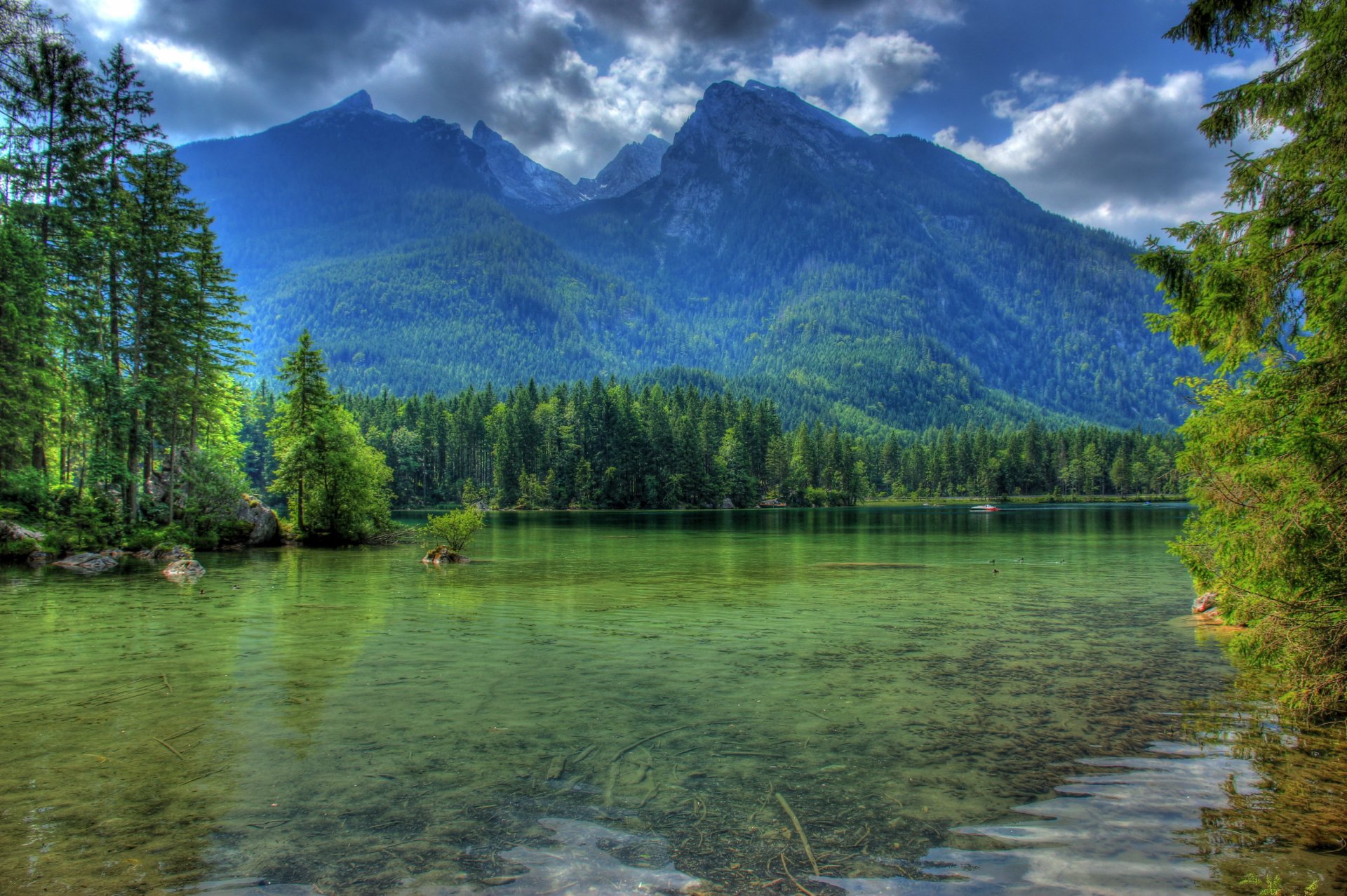 rivière allemagne montagnes paysage bavière hdr nature