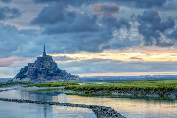 Mont Saint-Michel Castle at dawn