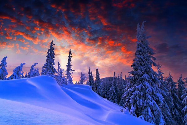 Paisaje invernal en las montañas