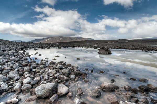 Landscape: cloudy sky mountainous and rocky nature