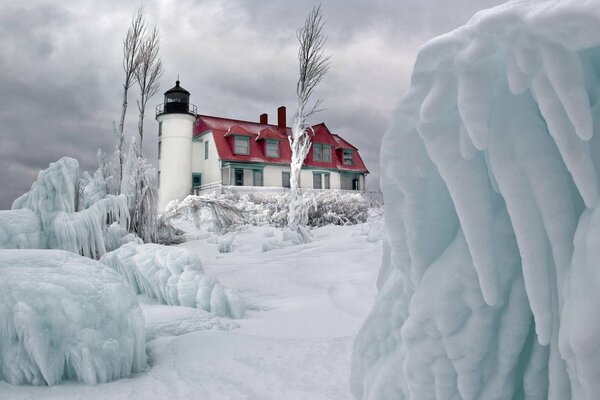 Lighthouse in the winter season