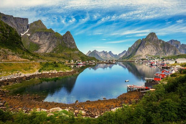 Beau village de Montagne en Norvège