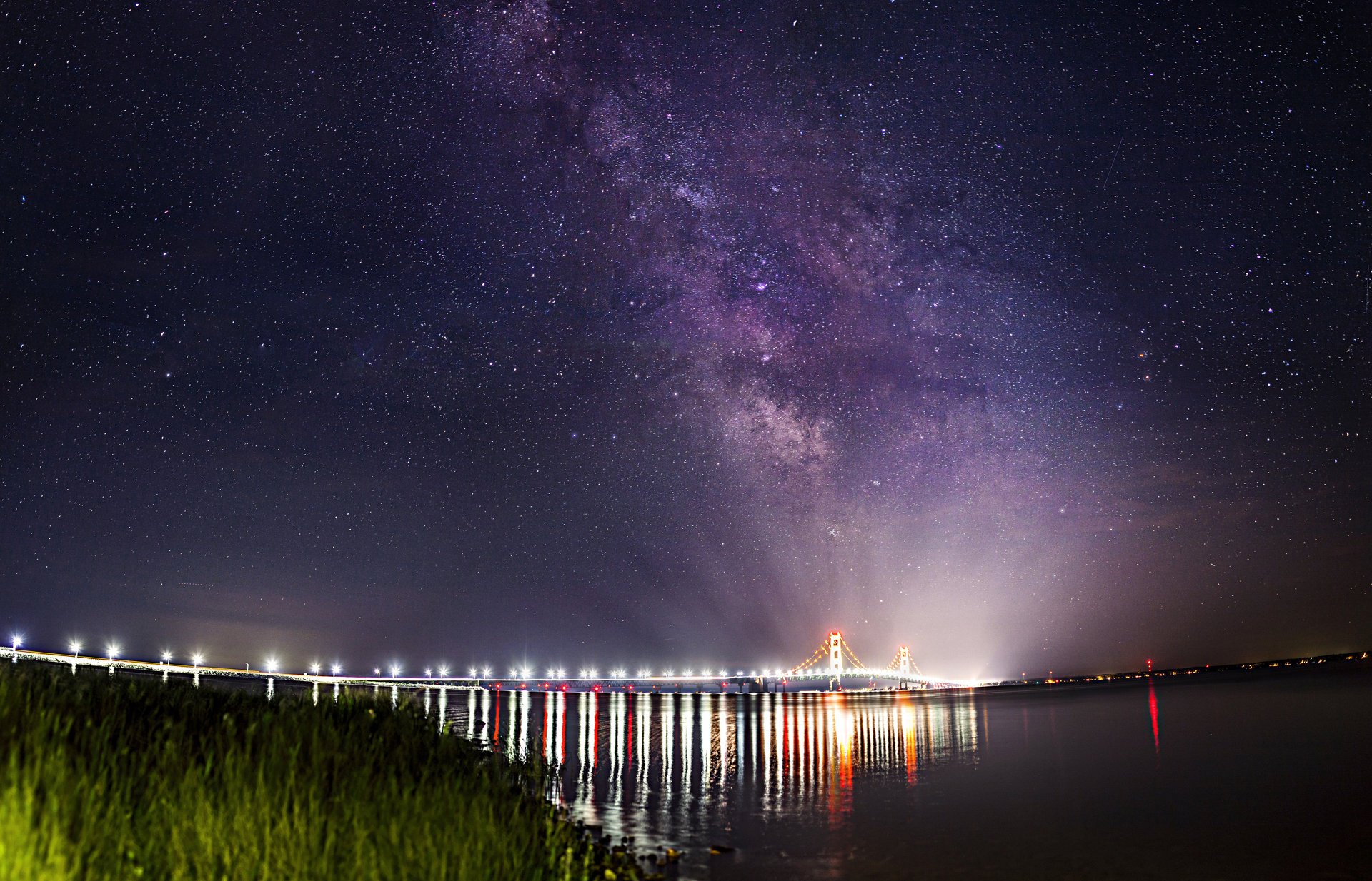 paysage étoiles voie lactée pont pont makino détroit makino lumières