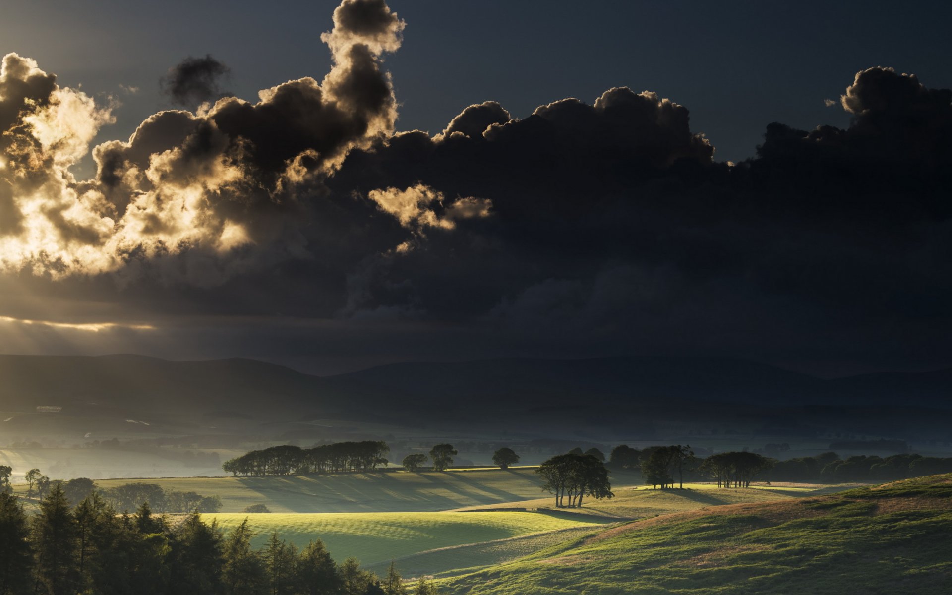 sonnenuntergang tal feld himmel wolken natur landschaft