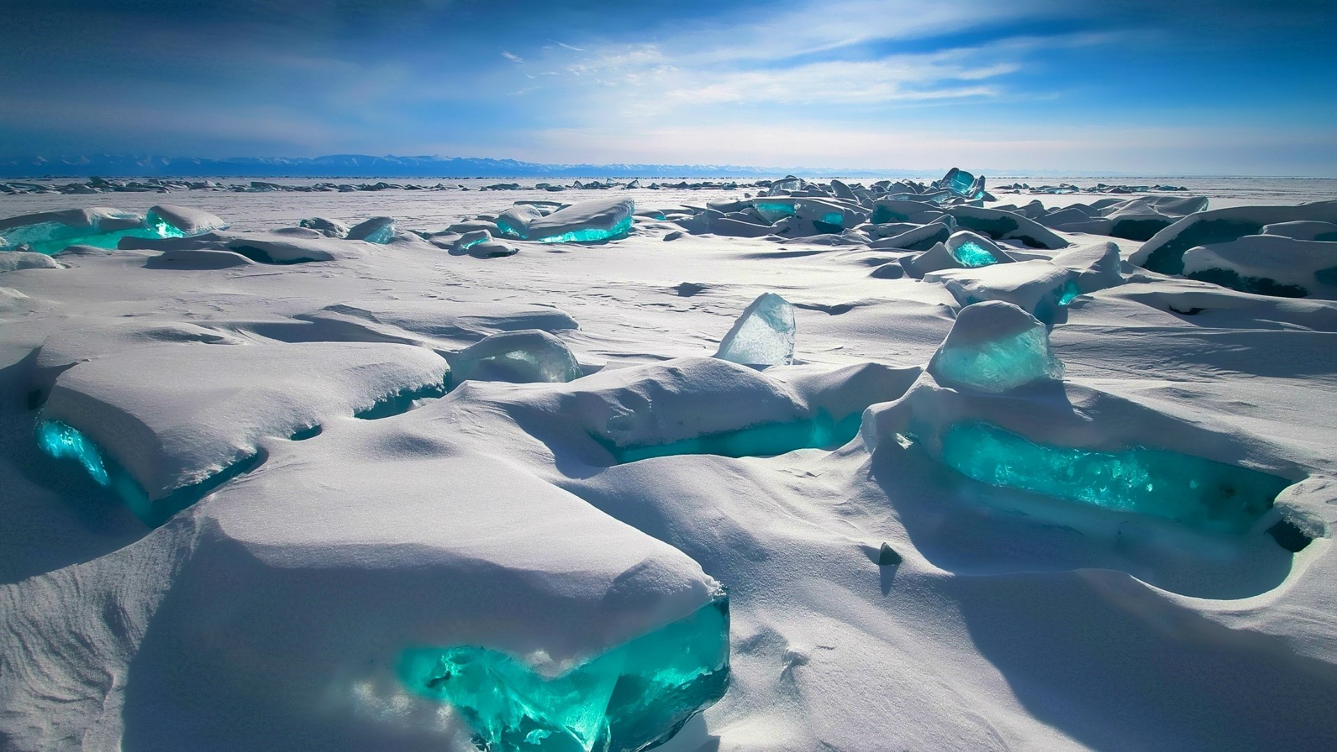 iberia lake baikal winter snow sky mountain russia ice mountain