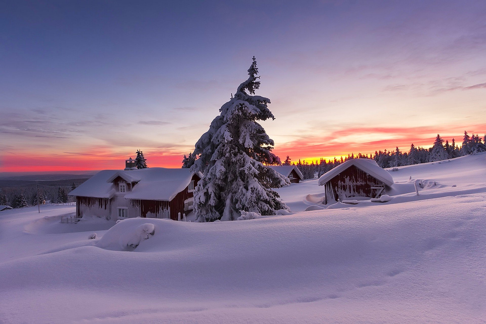 natura casa inverno neve cielo paesaggio inverno bianco fresco bello tramonto