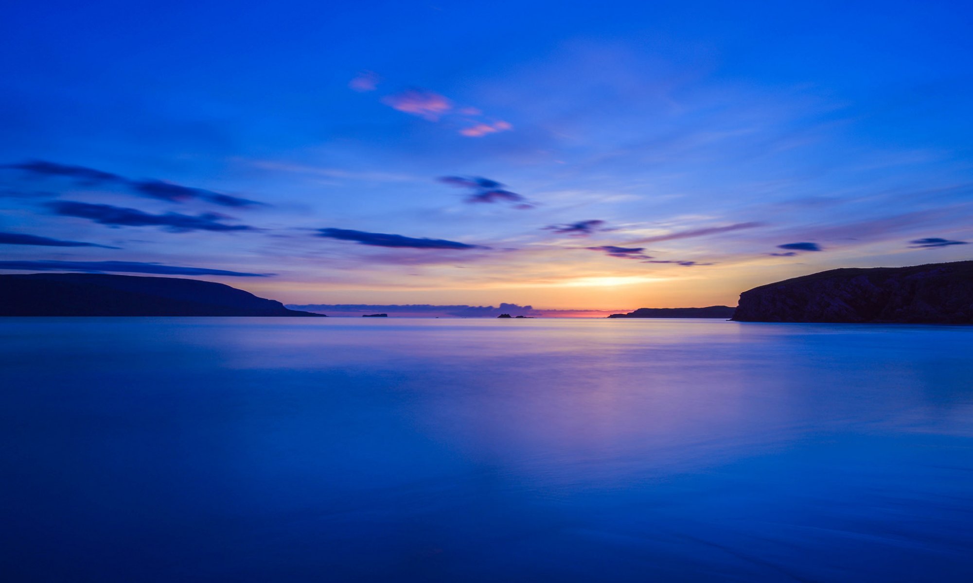 united kingdom scotland sea calm night sunset sky cloud