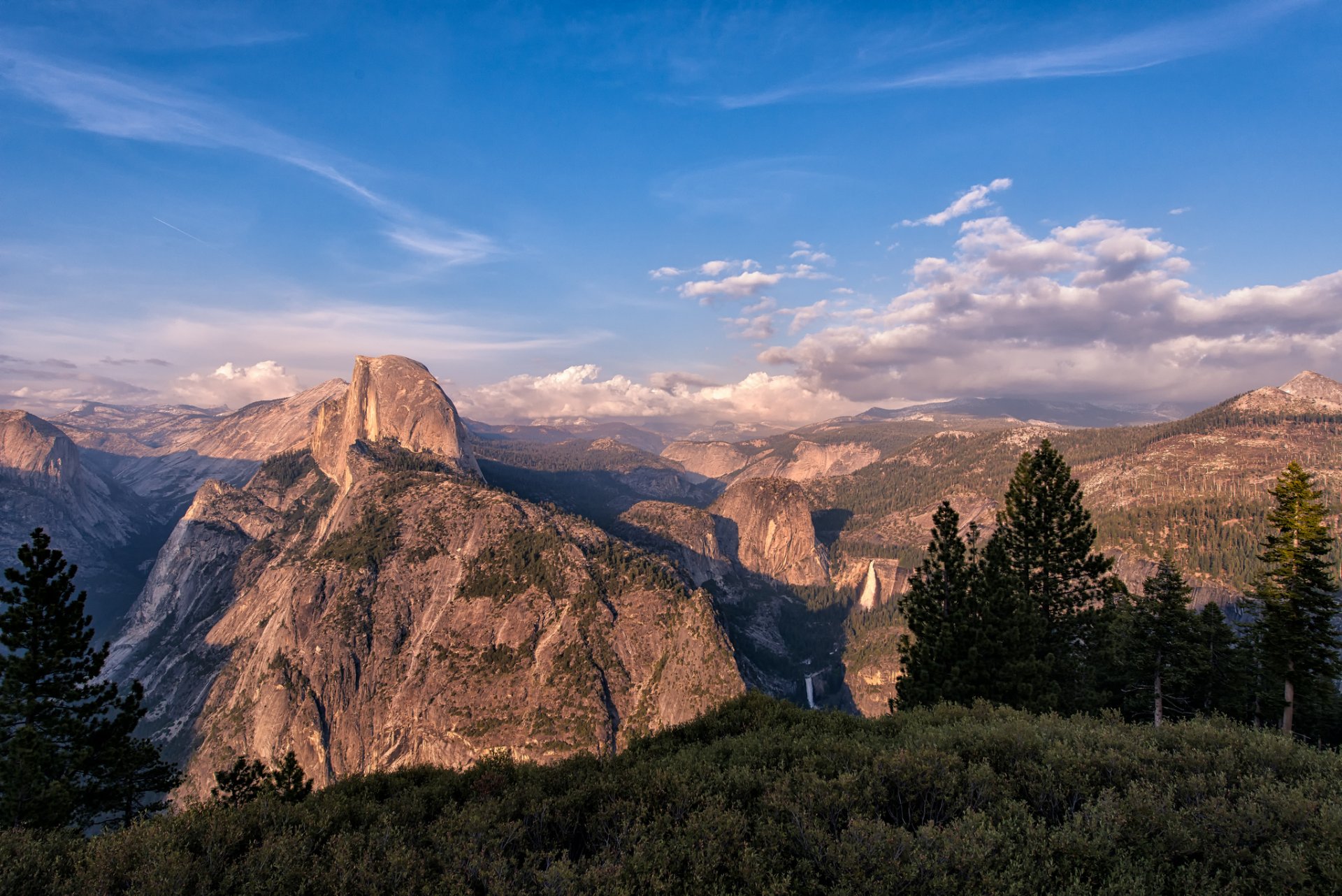 góry widok wysokość las panorama park narodowy yosemite kalifornia góry sierra nevada dolina