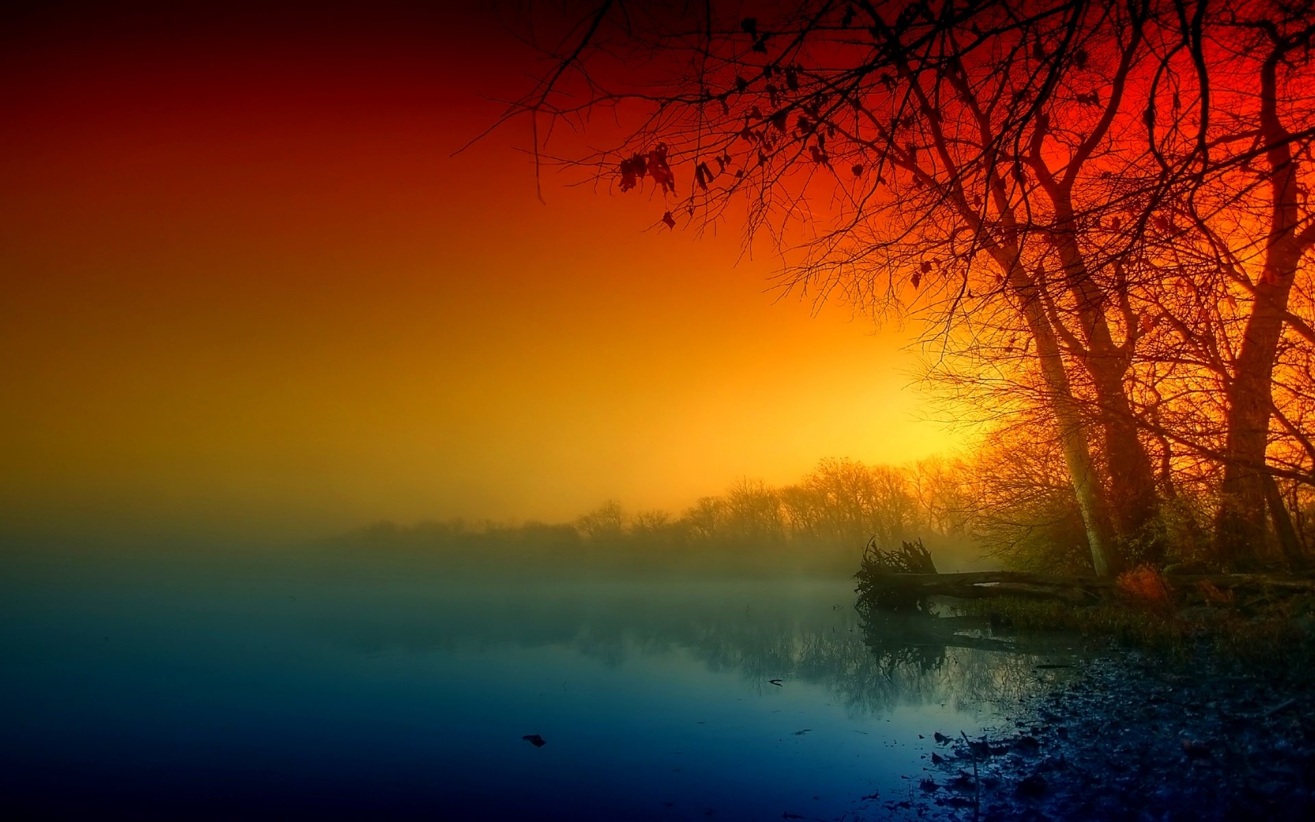 nature sky river water forest park trees leaves colorful autumn fall colors walk mountain
