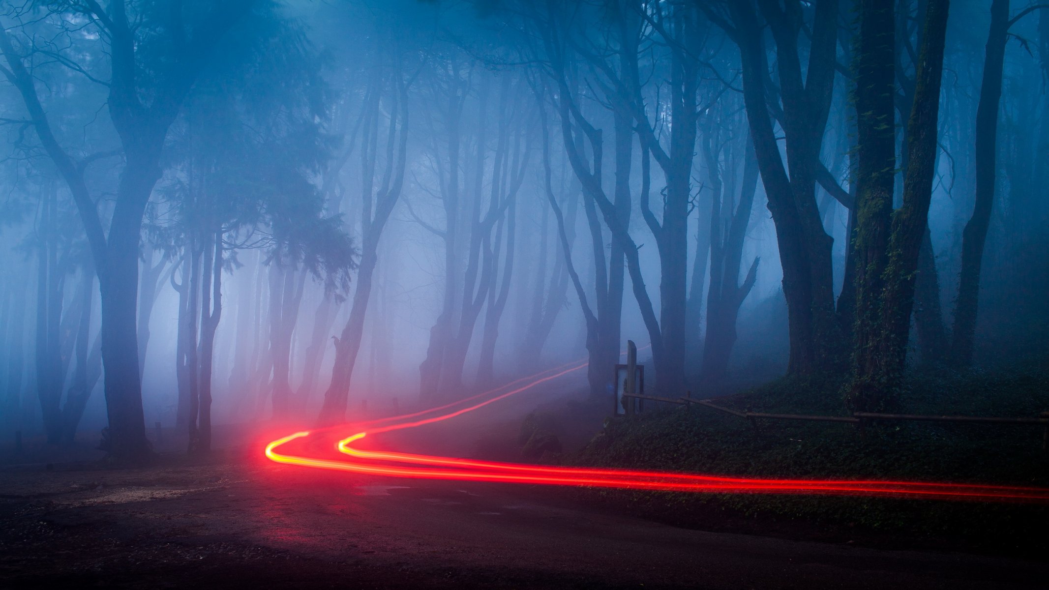 nacht straße lichter landschaft