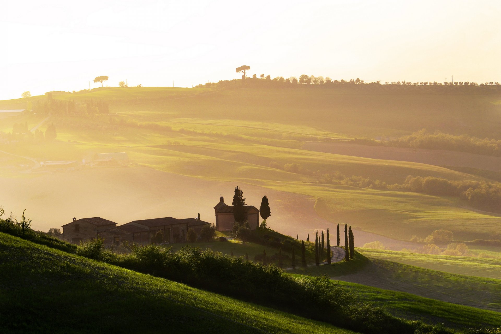 italia toscana niebla amanecer