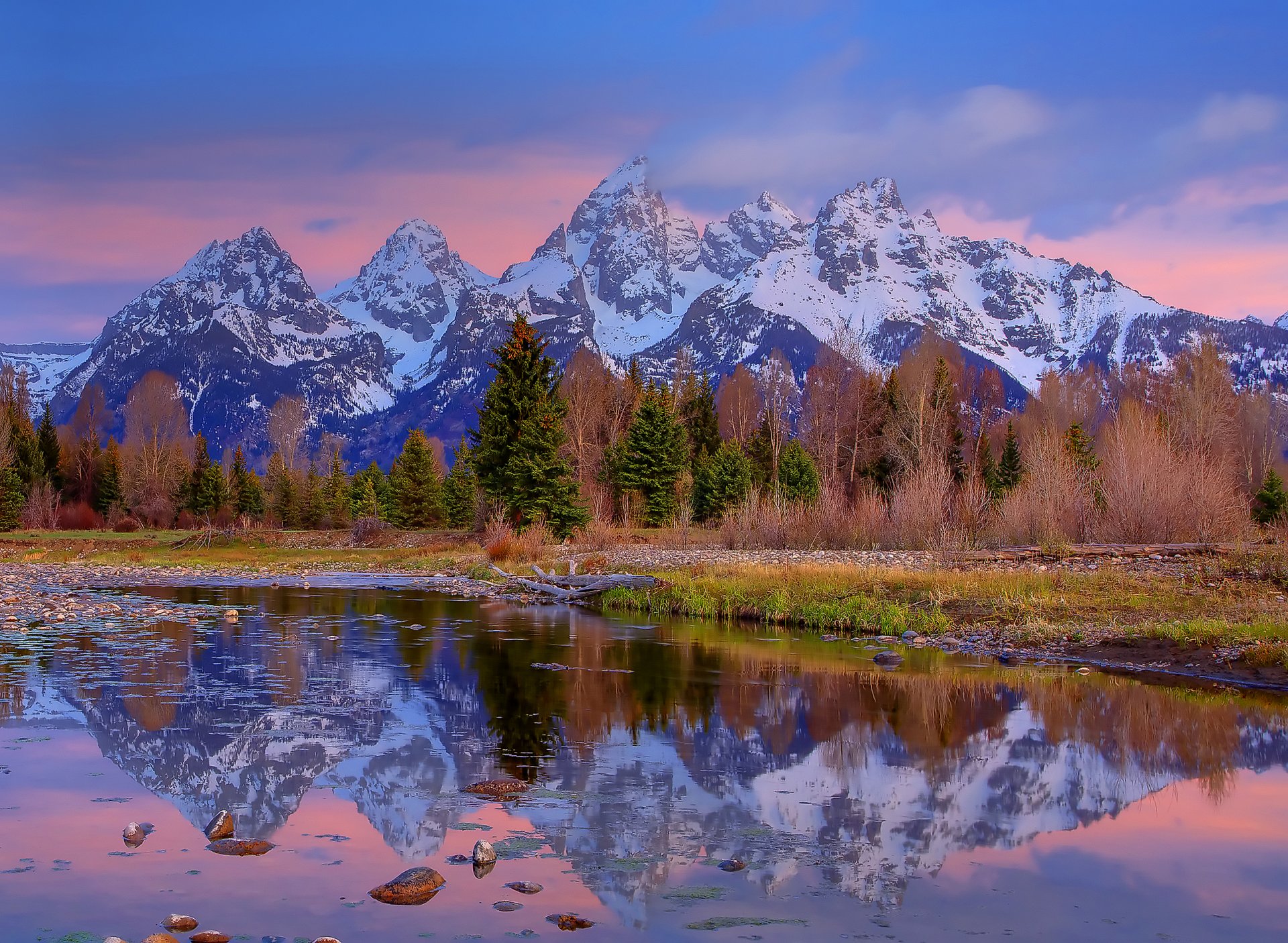 wyoming estados unidos cielo nubes montañas bosque río naturaleza lago piedras árboles