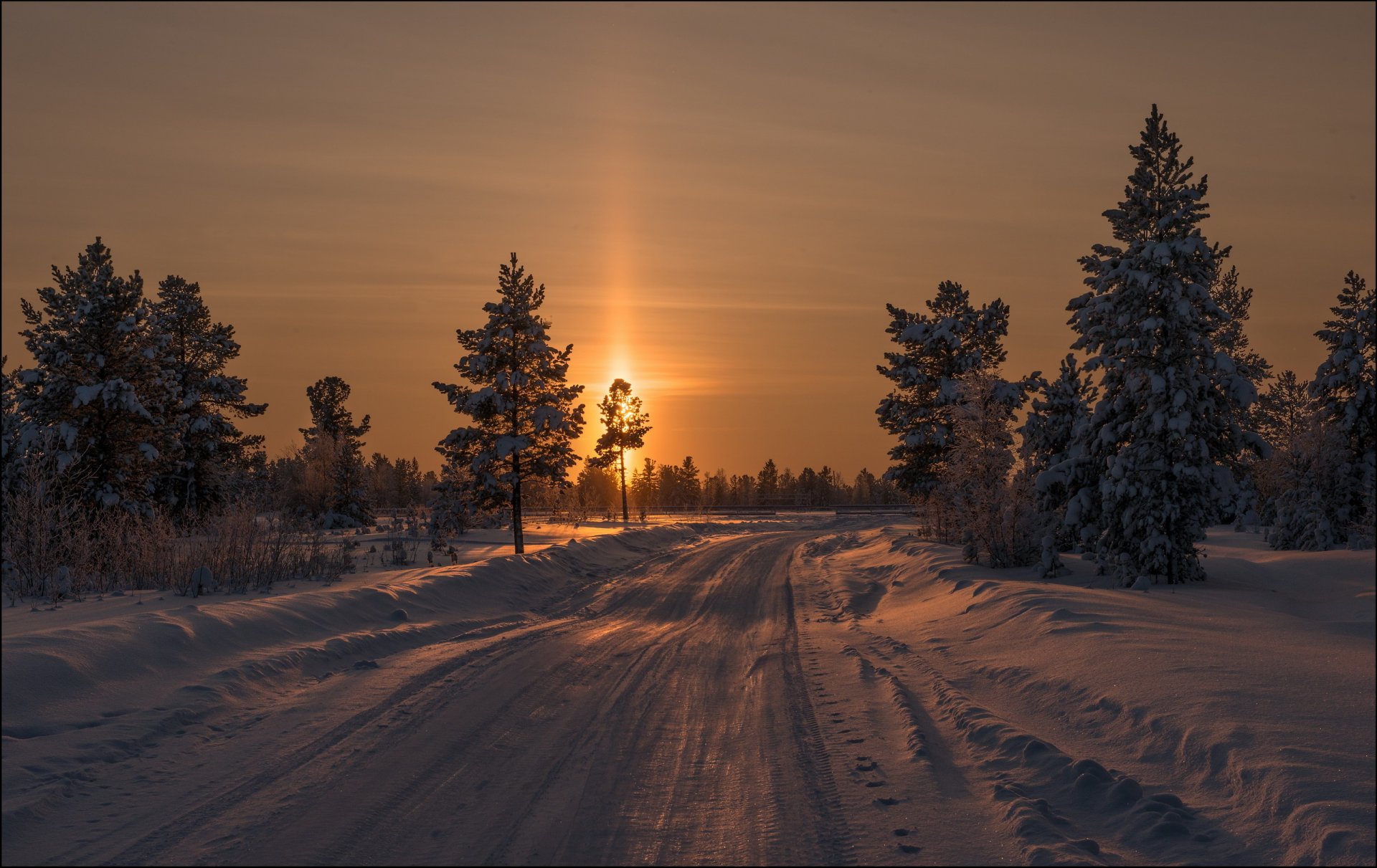 unset winter landscape