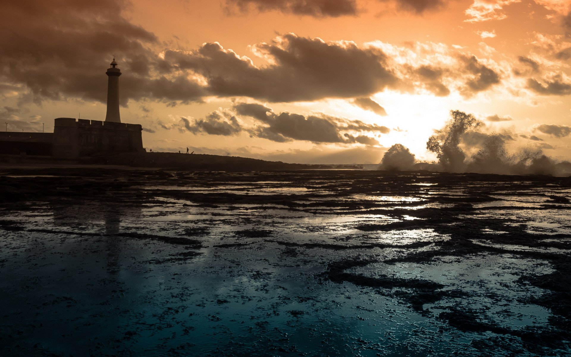 mare faro tramonto paesaggio