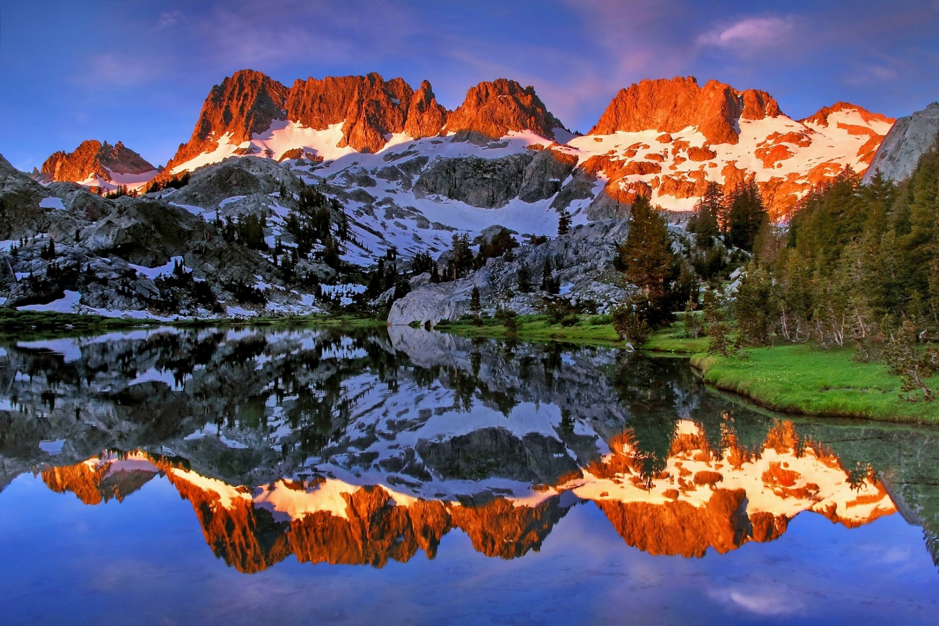 ediza lake ansel adams wilderness california minarets lake mountain reflection