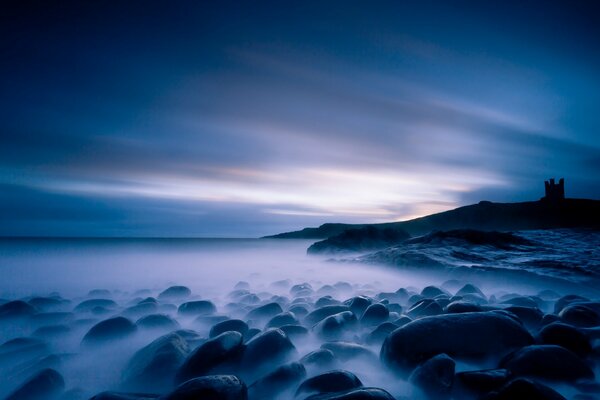 Night landscape by the sea