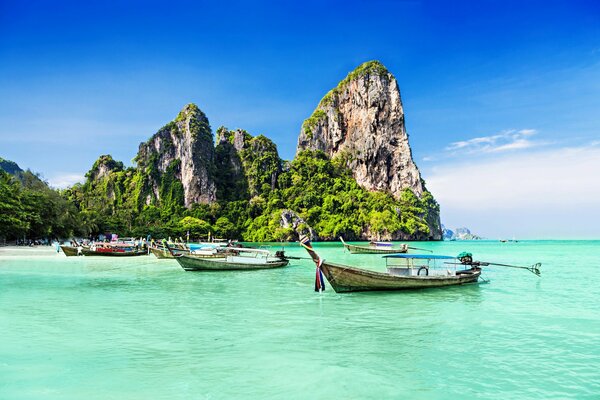 Boats in the azure sea