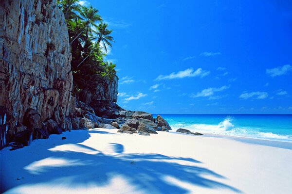Isla cielo azul, costa del océano