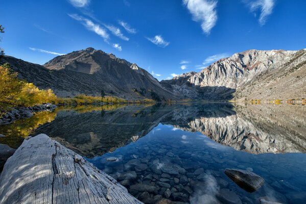 Die Reflexion der Berge im See ist perfekt
