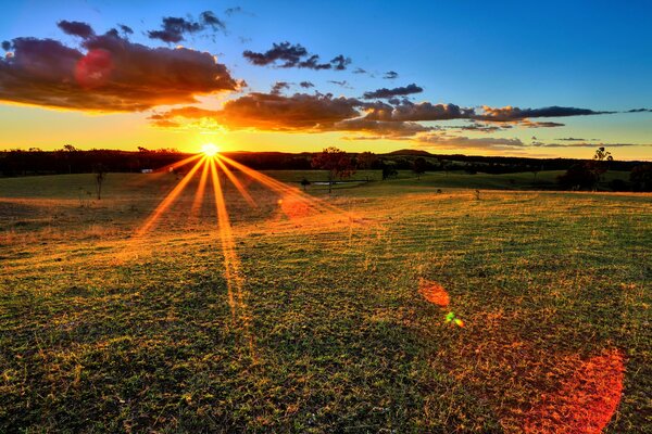 Horizonte en el sol al atardecer naturaleza