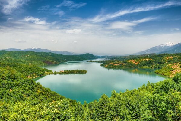 Panorama del Lago Debar nella foresta