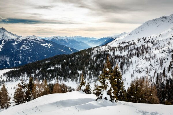 Snow-covered slopes in Italy