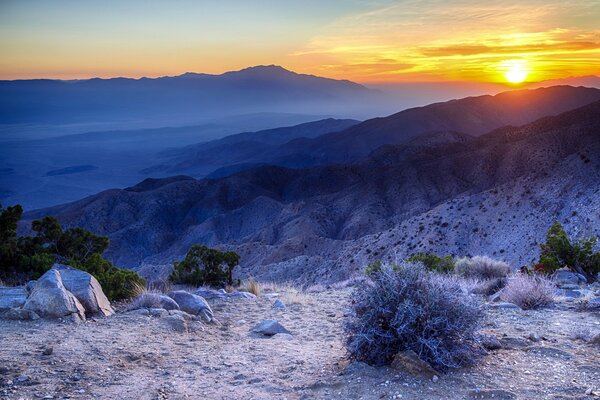 Sunset in the mountains and perekatipole landscape