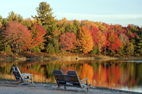 Autumn landscape of the lake